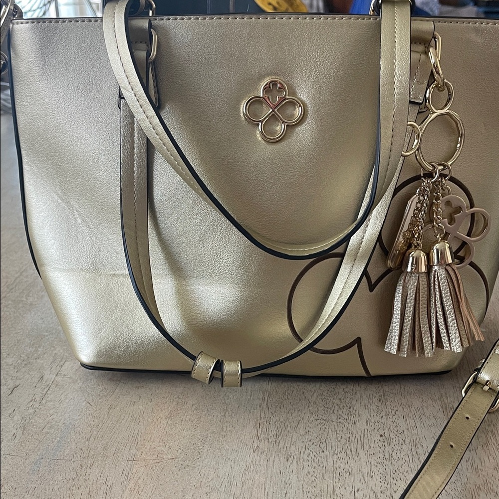 Disney Metallic Gold Shoulder Bag with Mickey Design by Jaime Ibiza - Picture 12 of 13